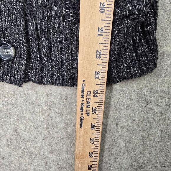 St. Johns Bay Womens Cable Knit Button Front Sweater Charcoal Black - Picture 7 of 8